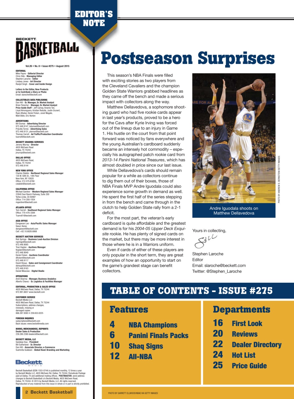 Beckett Basketball Magazine Preview Pages