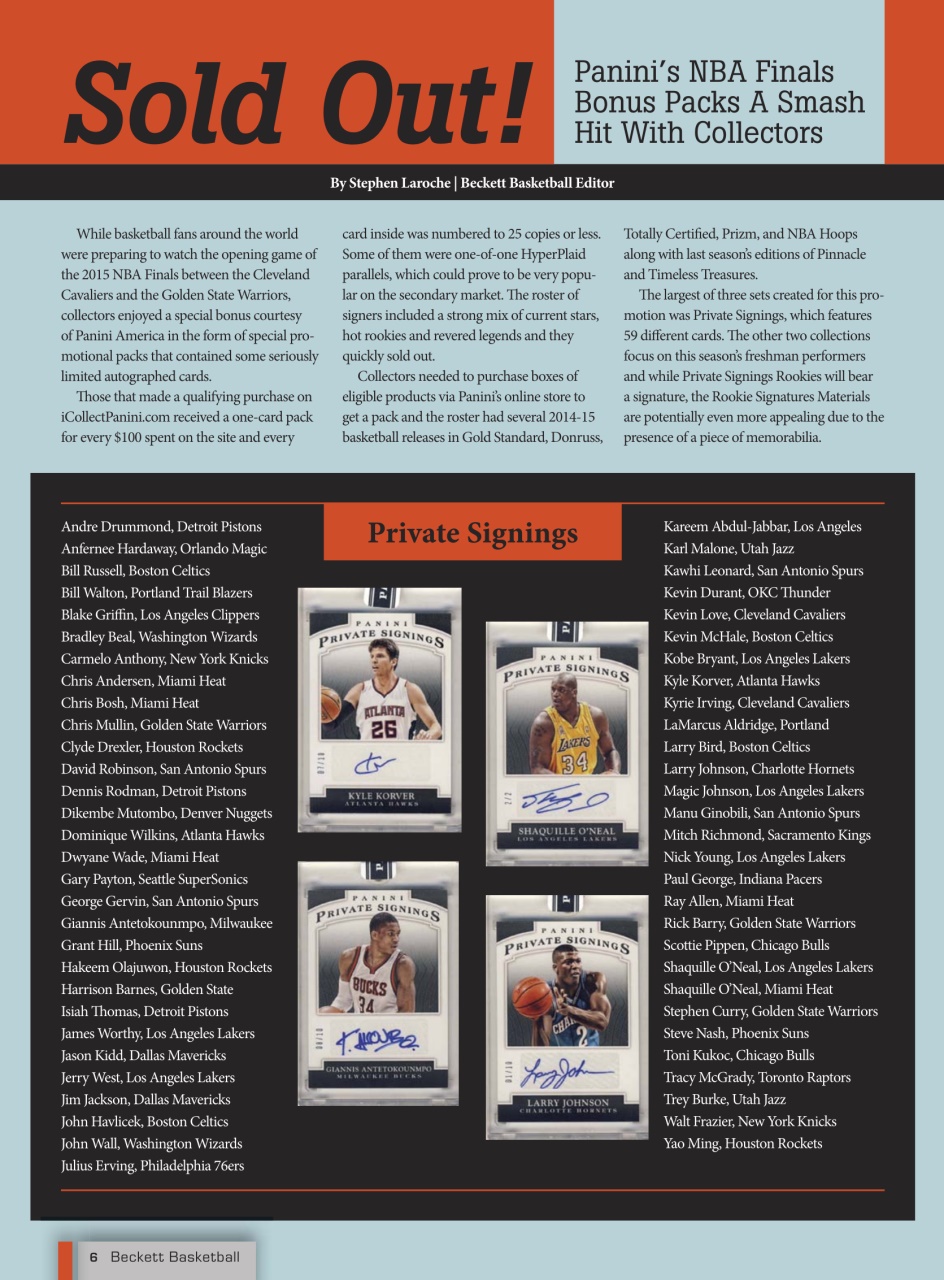 Beckett Basketball Magazine Preview Pages