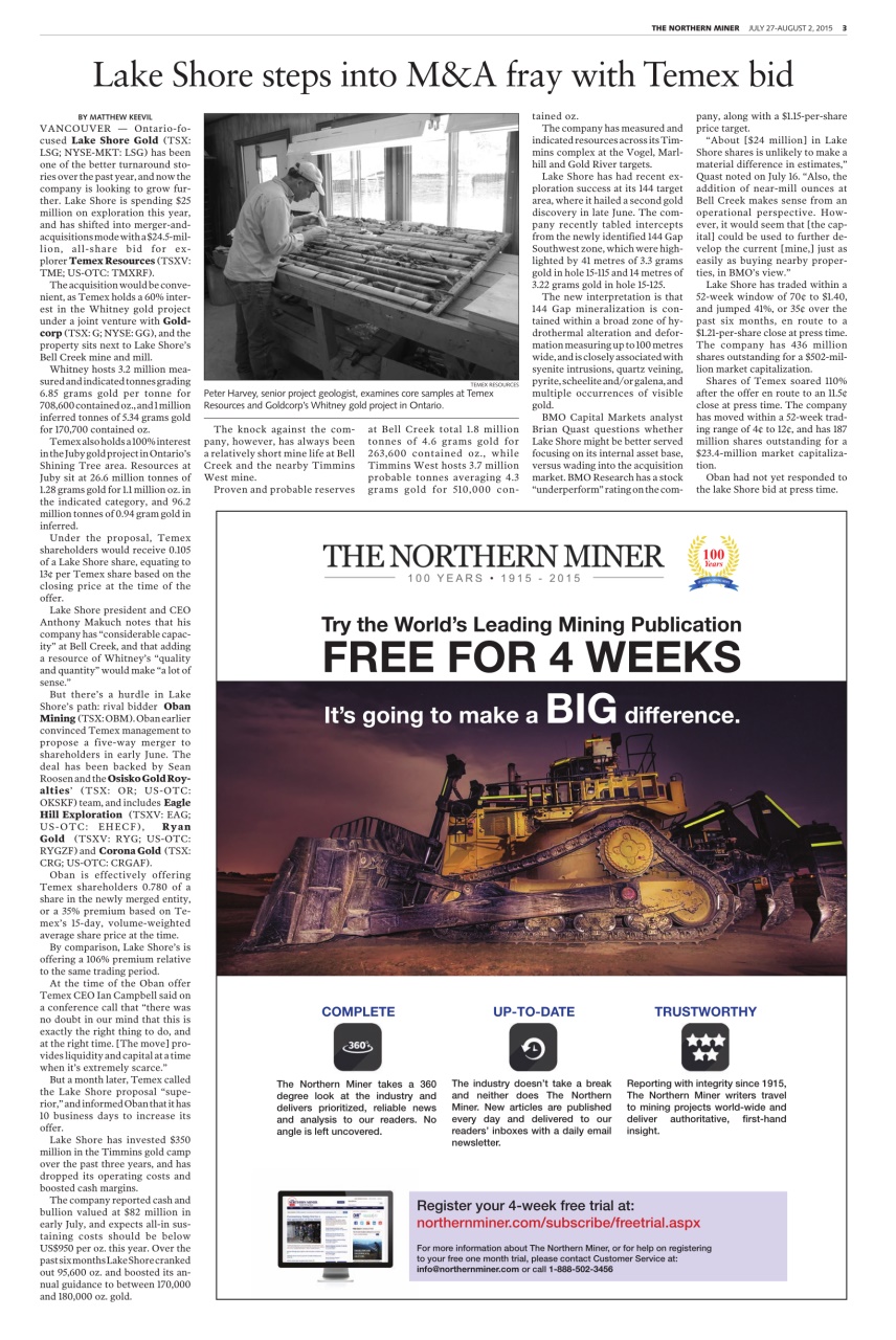 The Northern Miner Preview Pages