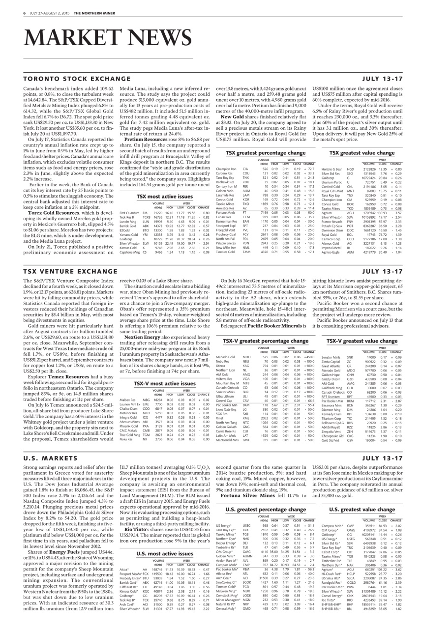 The Northern Miner Preview Pages