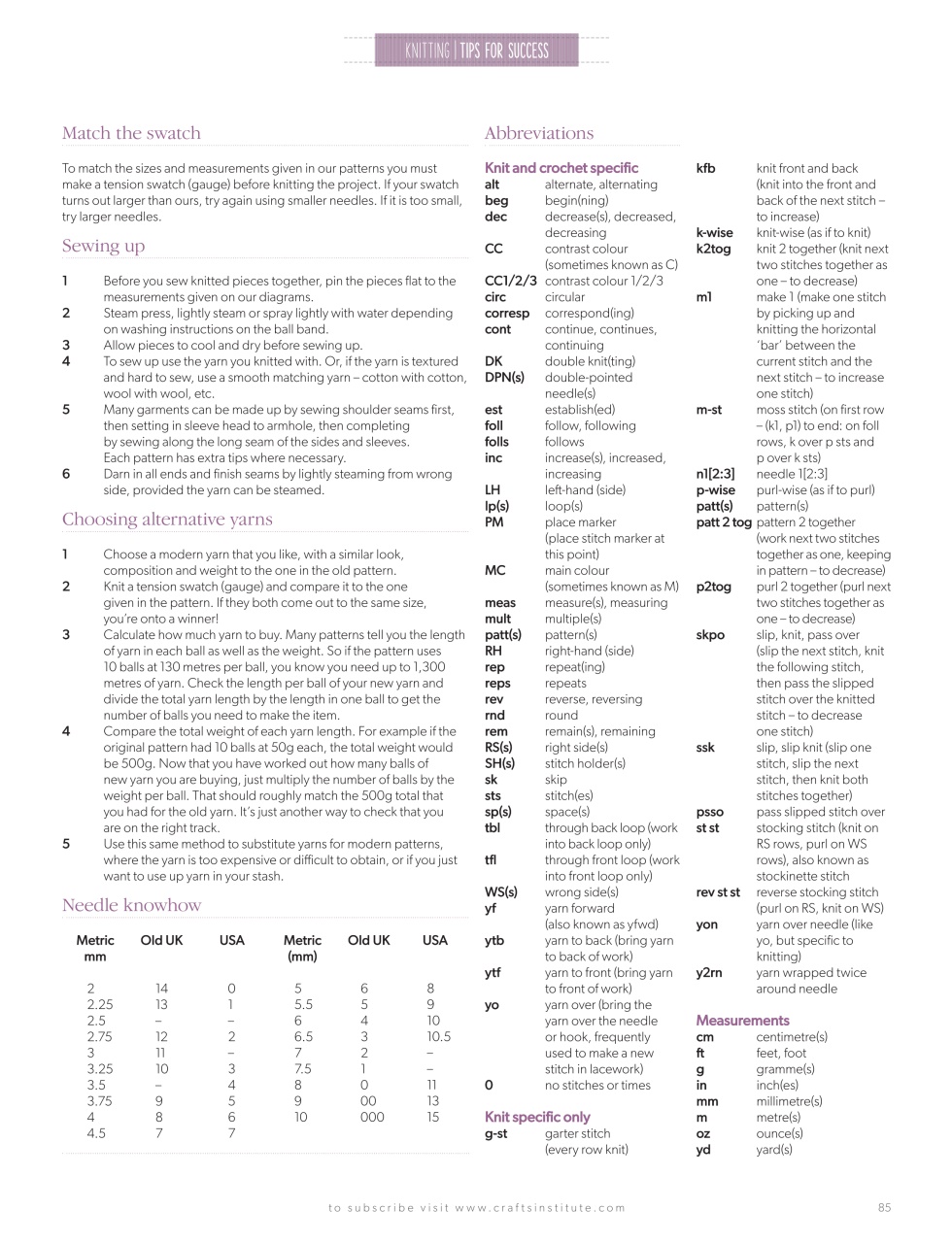 Knitting Preview Pages