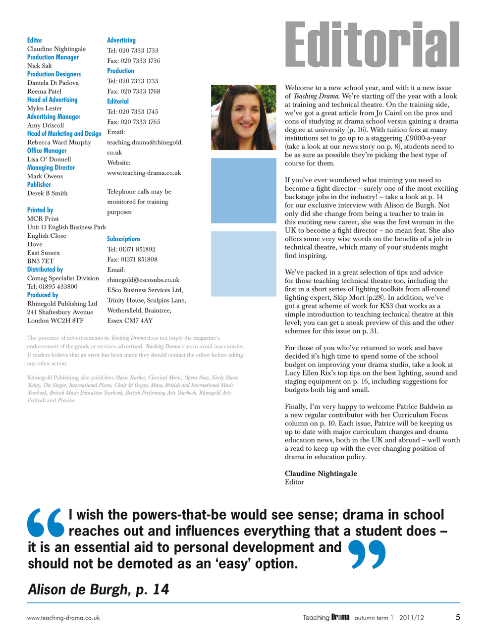 Drama and Theatre Preview Pages