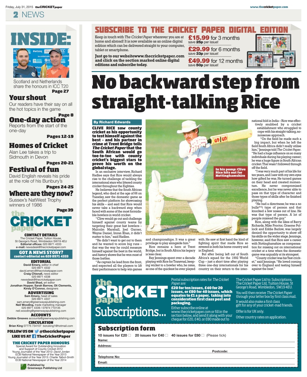 The Cricket Paper Preview Pages