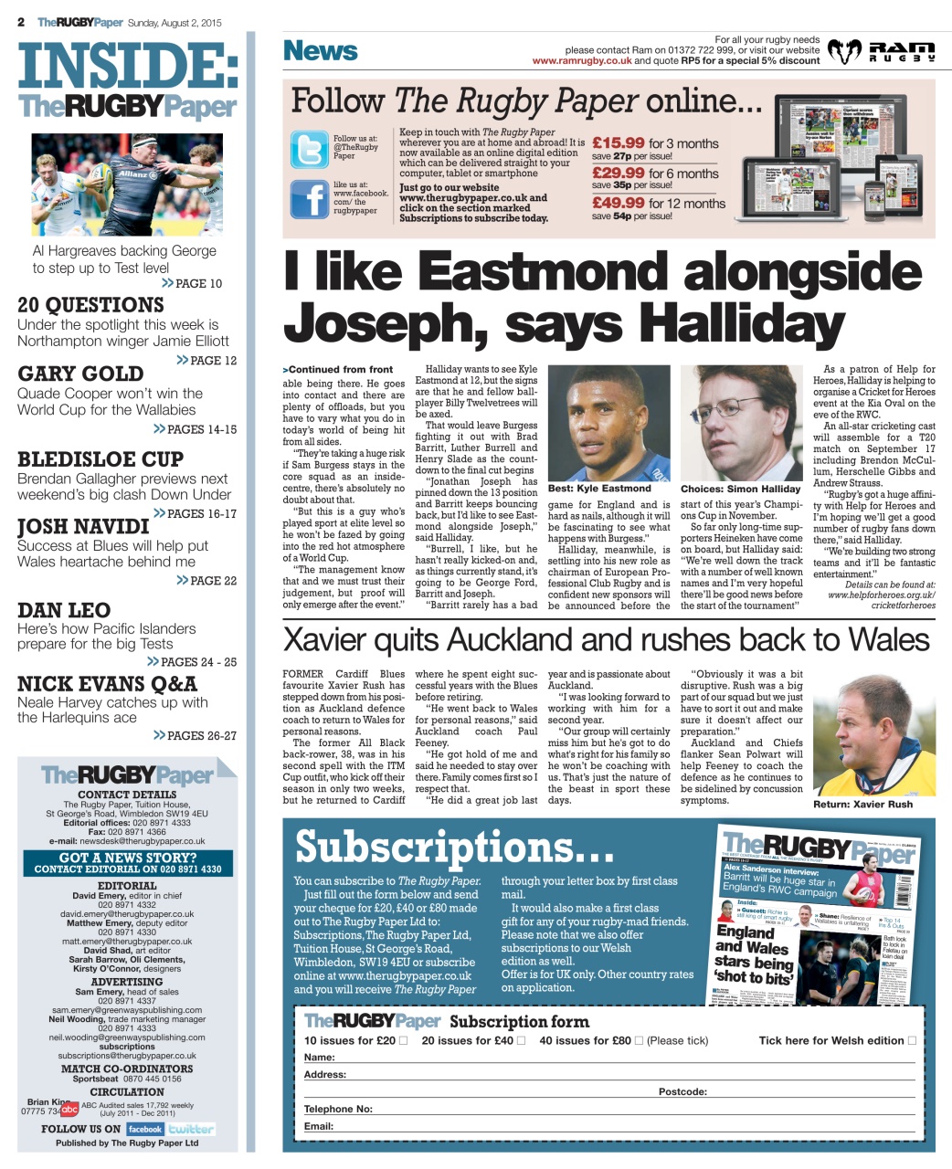 The Rugby Paper Preview Pages