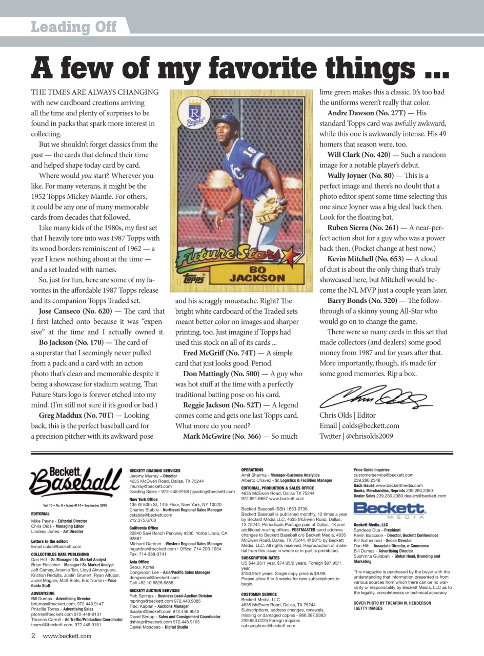 Beckett Baseball Magazine Preview Pages