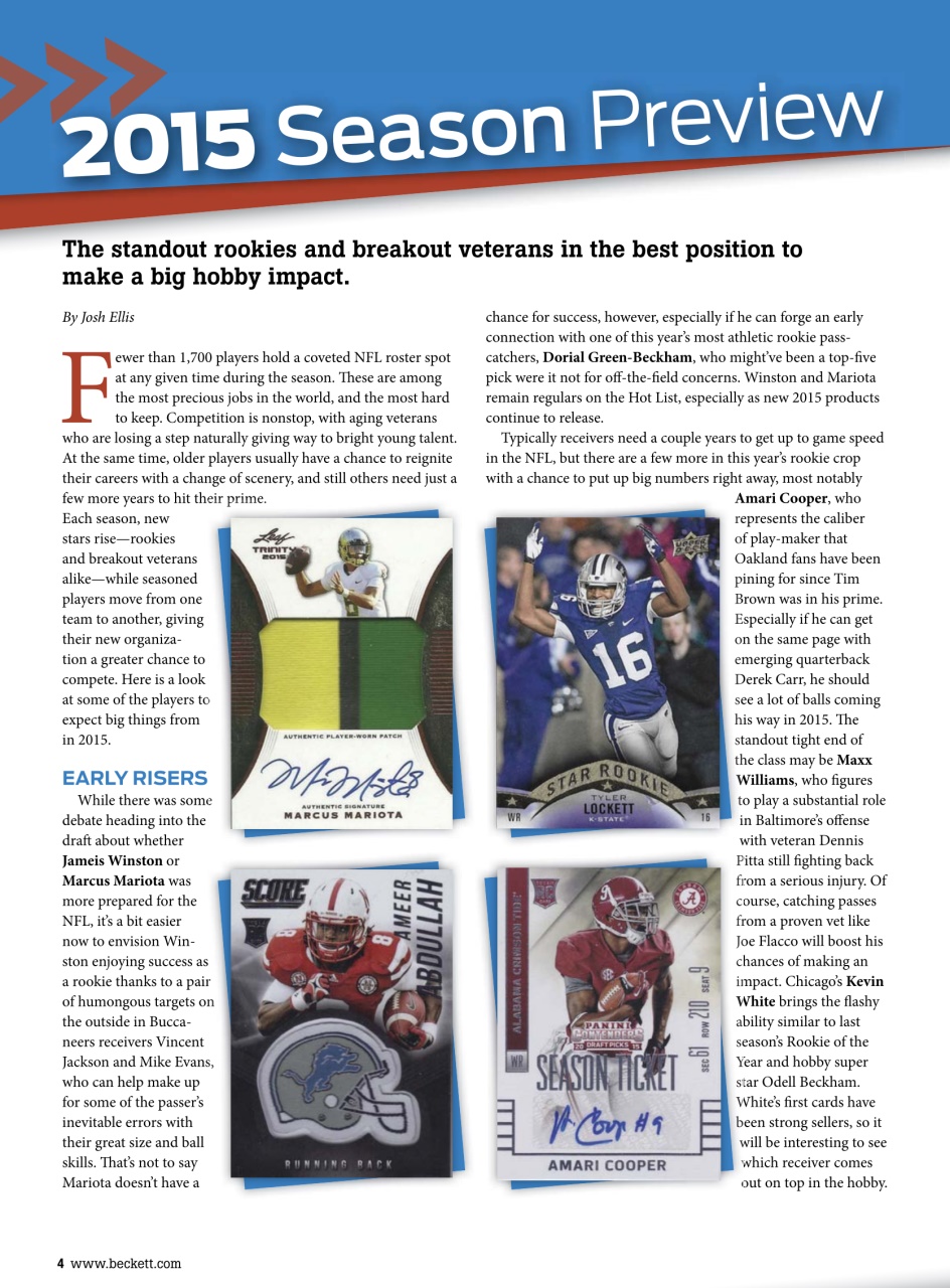 Beckett Football Magazine Preview Pages