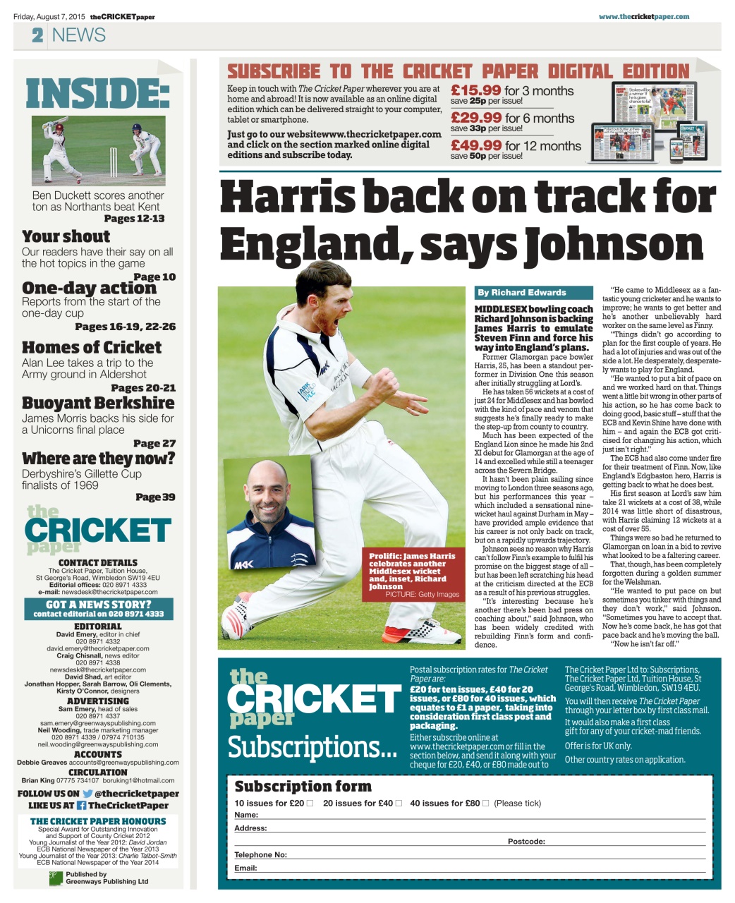 The Cricket Paper Preview Pages