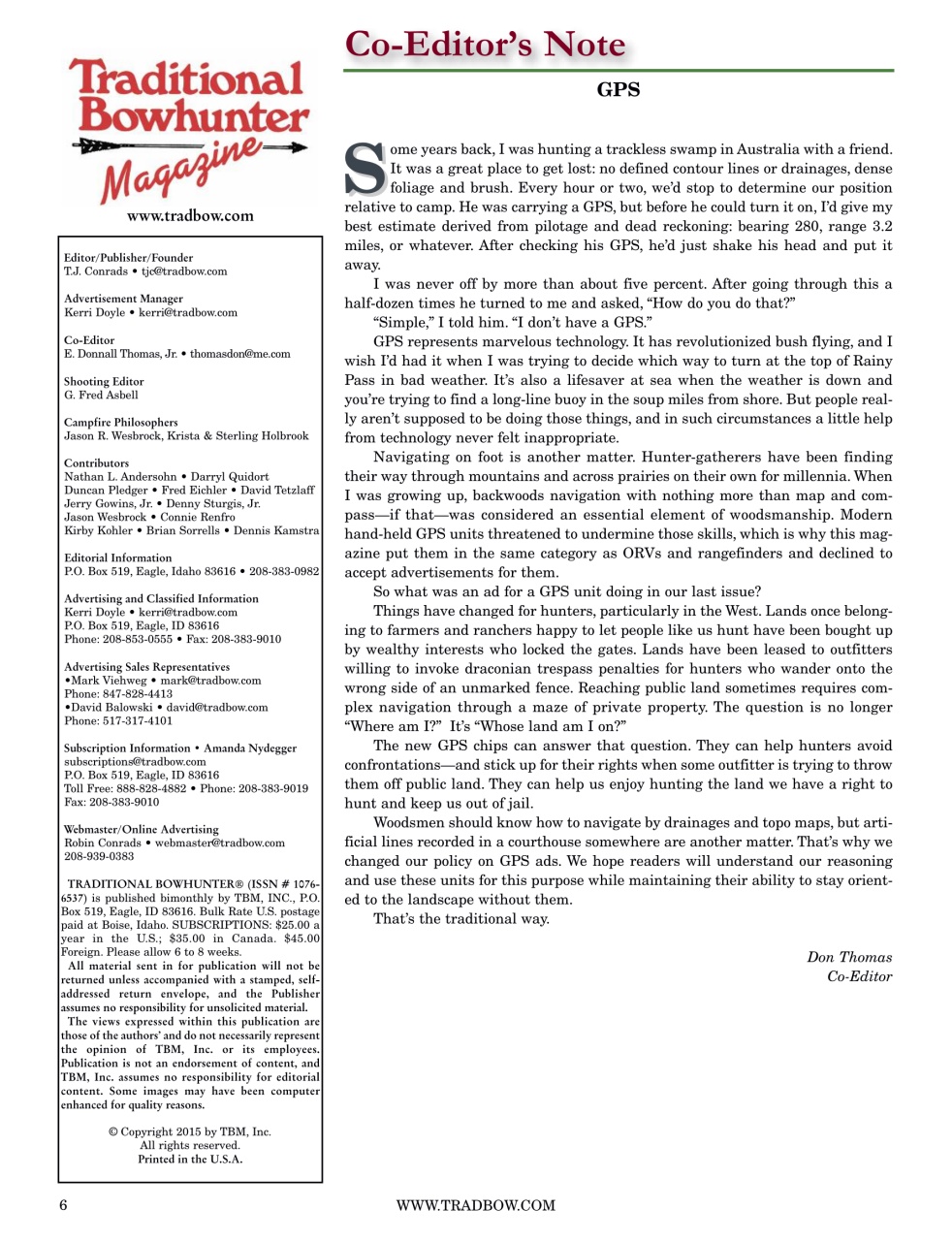 Traditional Bowhunter Magazine Preview Pages
