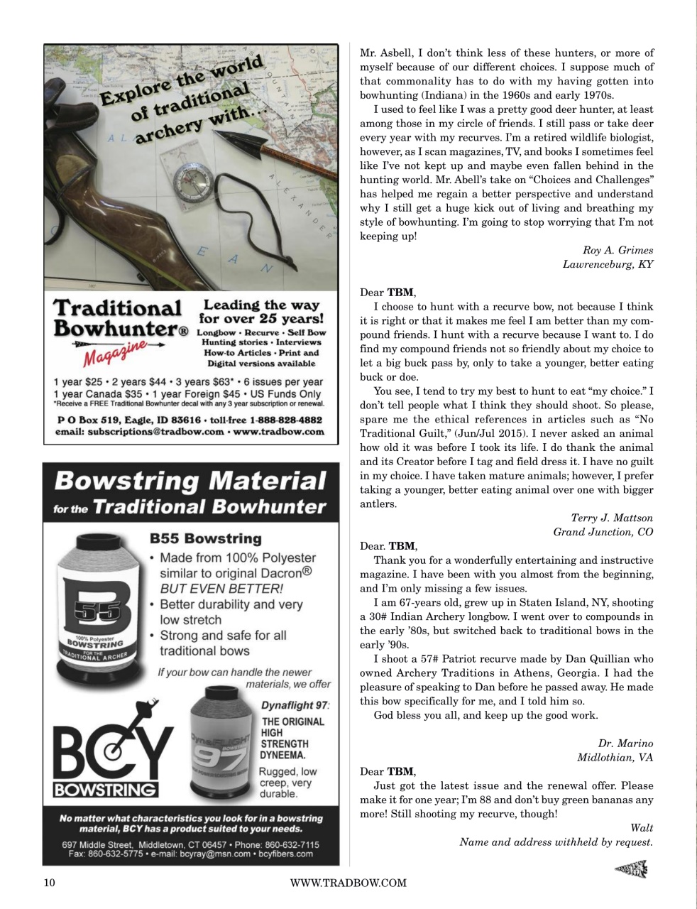 Traditional Bowhunter Magazine Preview Pages