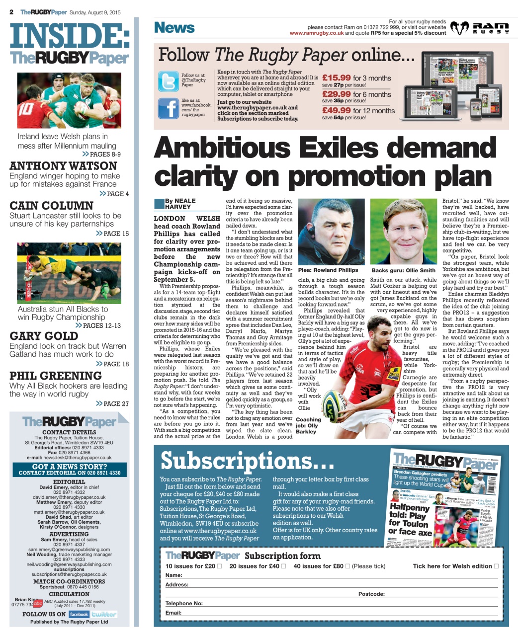 The Rugby Paper Preview Pages