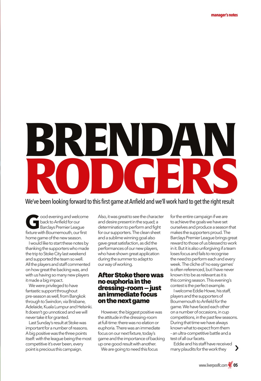 Liverpool FC Programmes Preview Pages