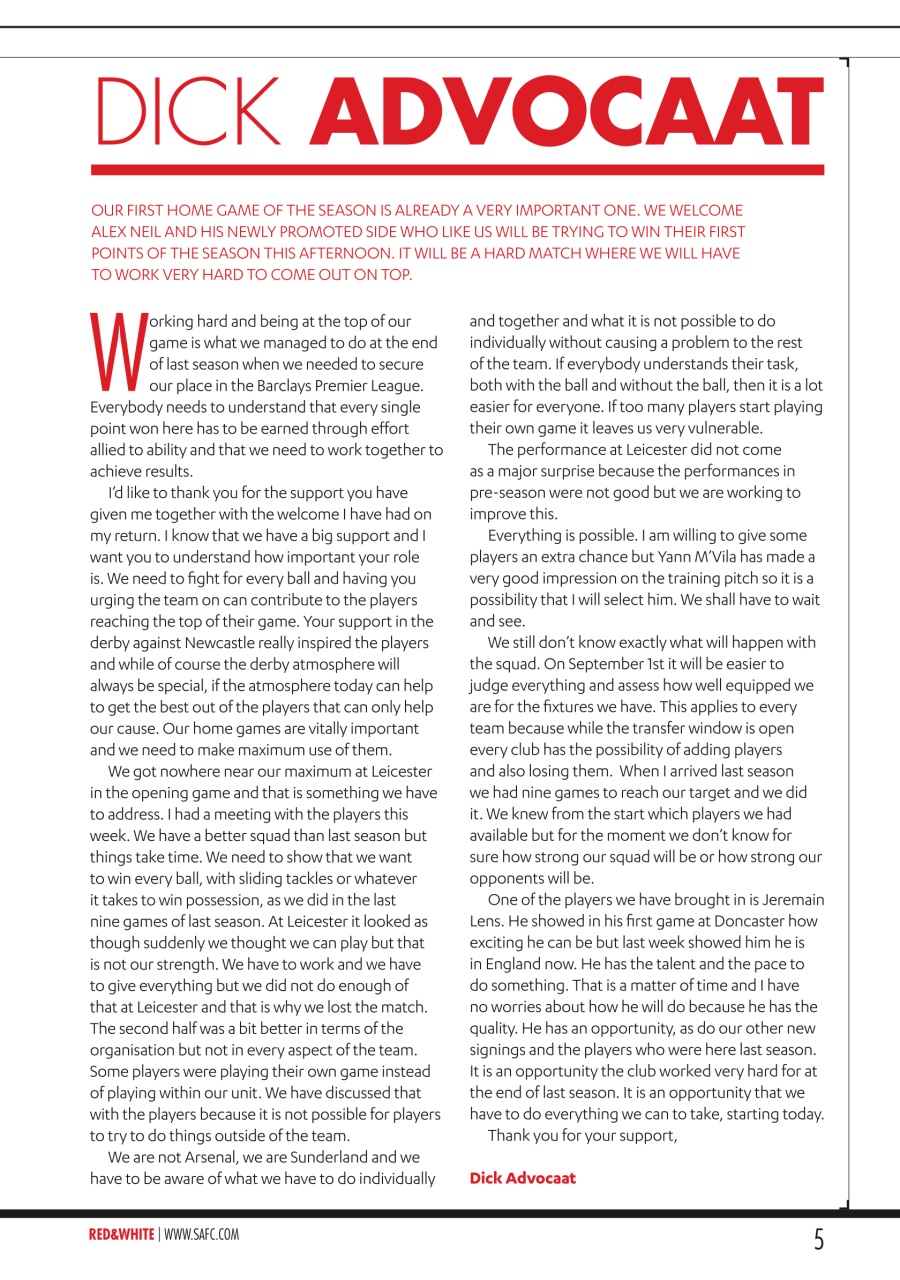 Sunderland FC Preview Pages