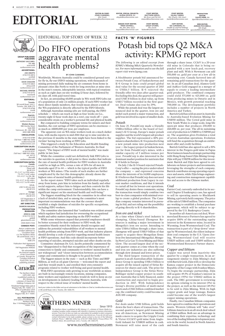 The Northern Miner Preview Pages