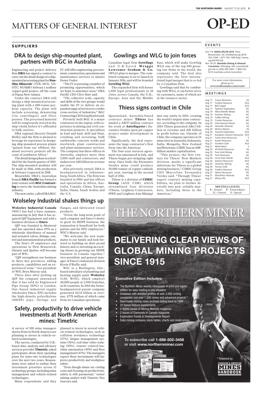 The Northern Miner Preview Pages