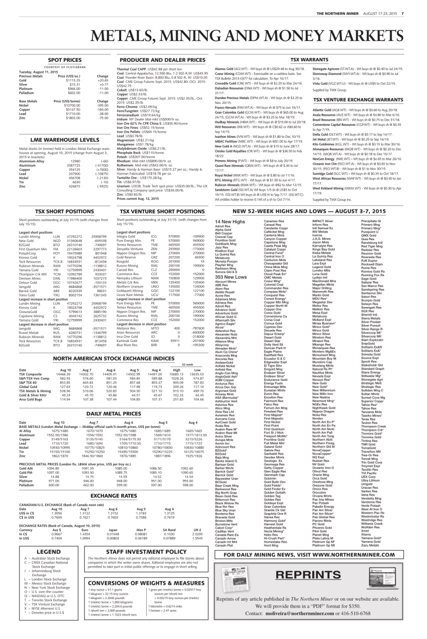 The Northern Miner Preview Pages
