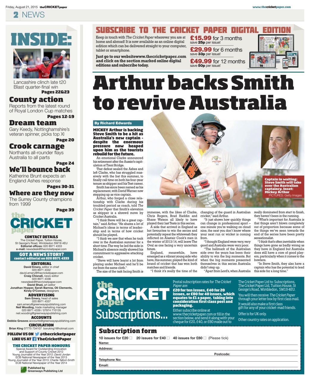 The Cricket Paper Preview Pages