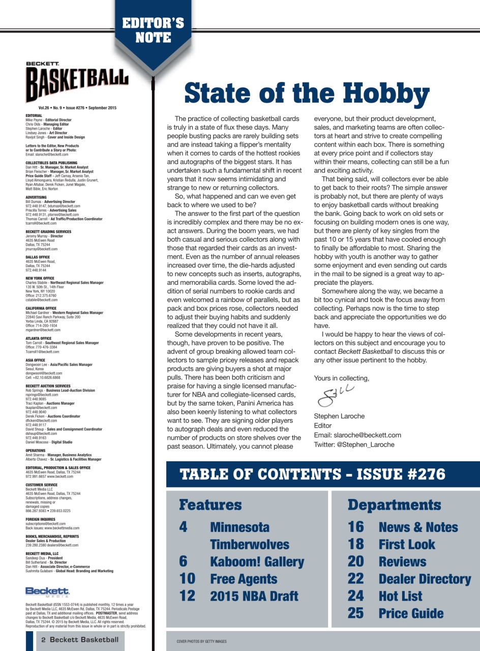 Beckett Basketball Magazine Preview Pages