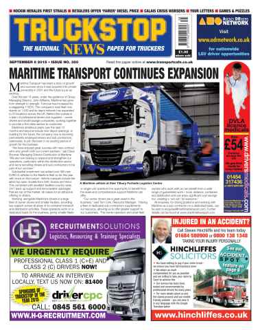 Truckstop News issue No. 350 Maritime transport continues expansion