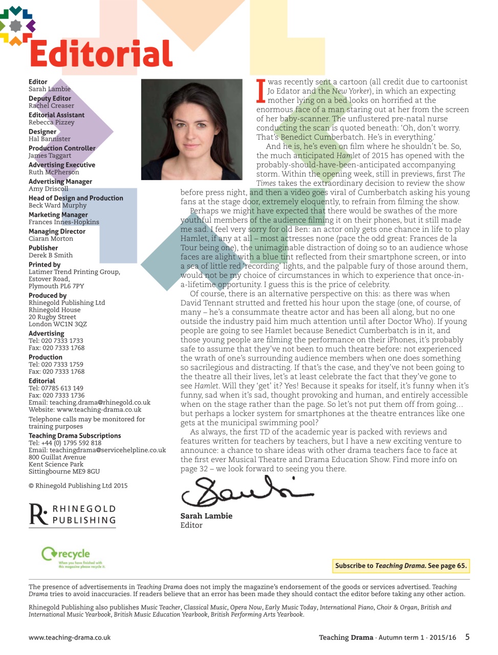 Drama and Theatre Preview Pages