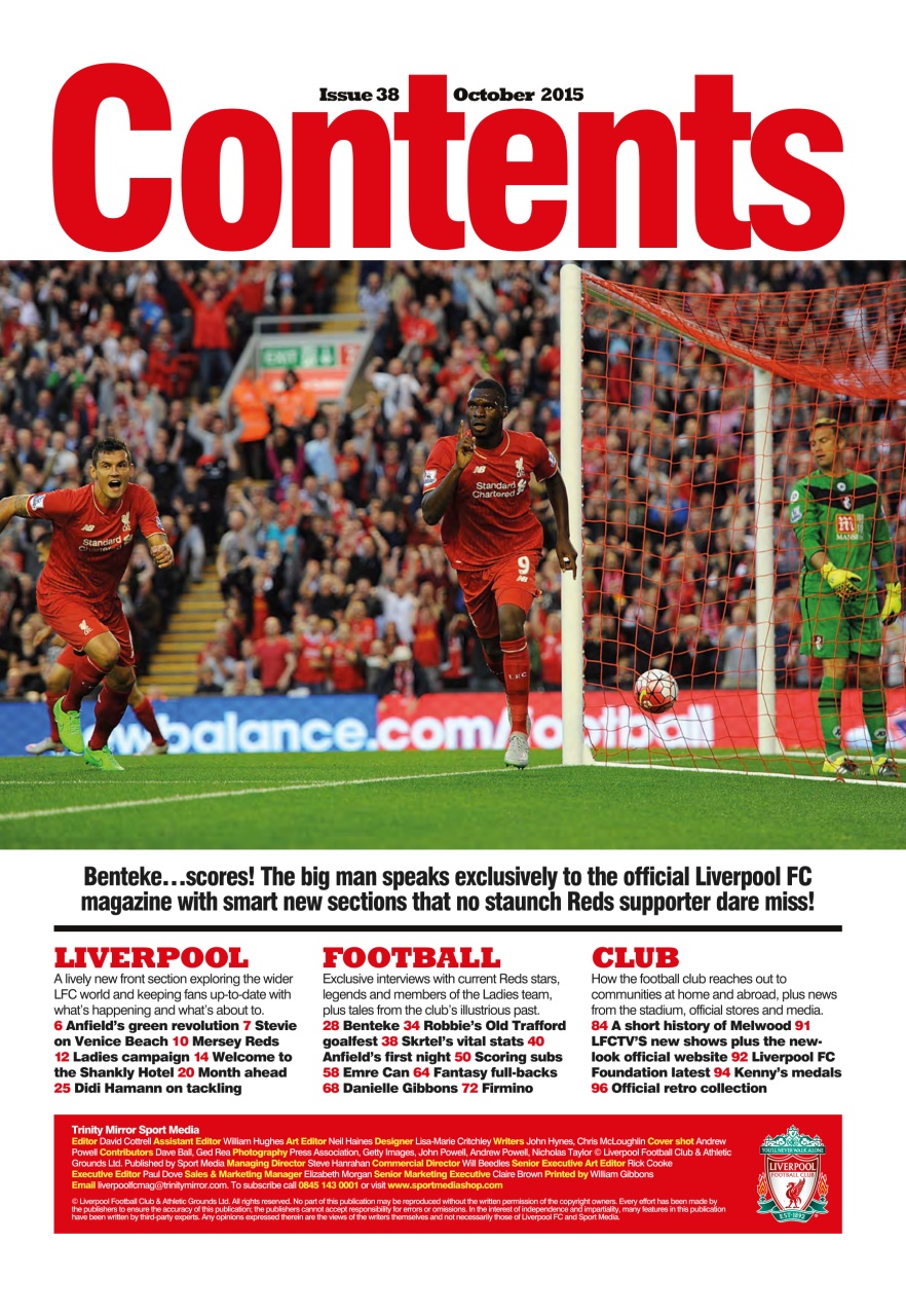 Liverpool FC Magazine Preview Pages