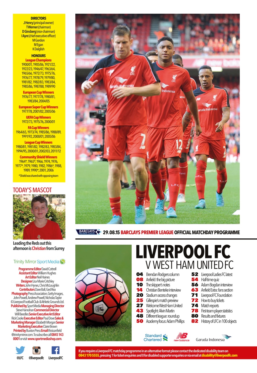 Liverpool FC Programmes Preview Pages