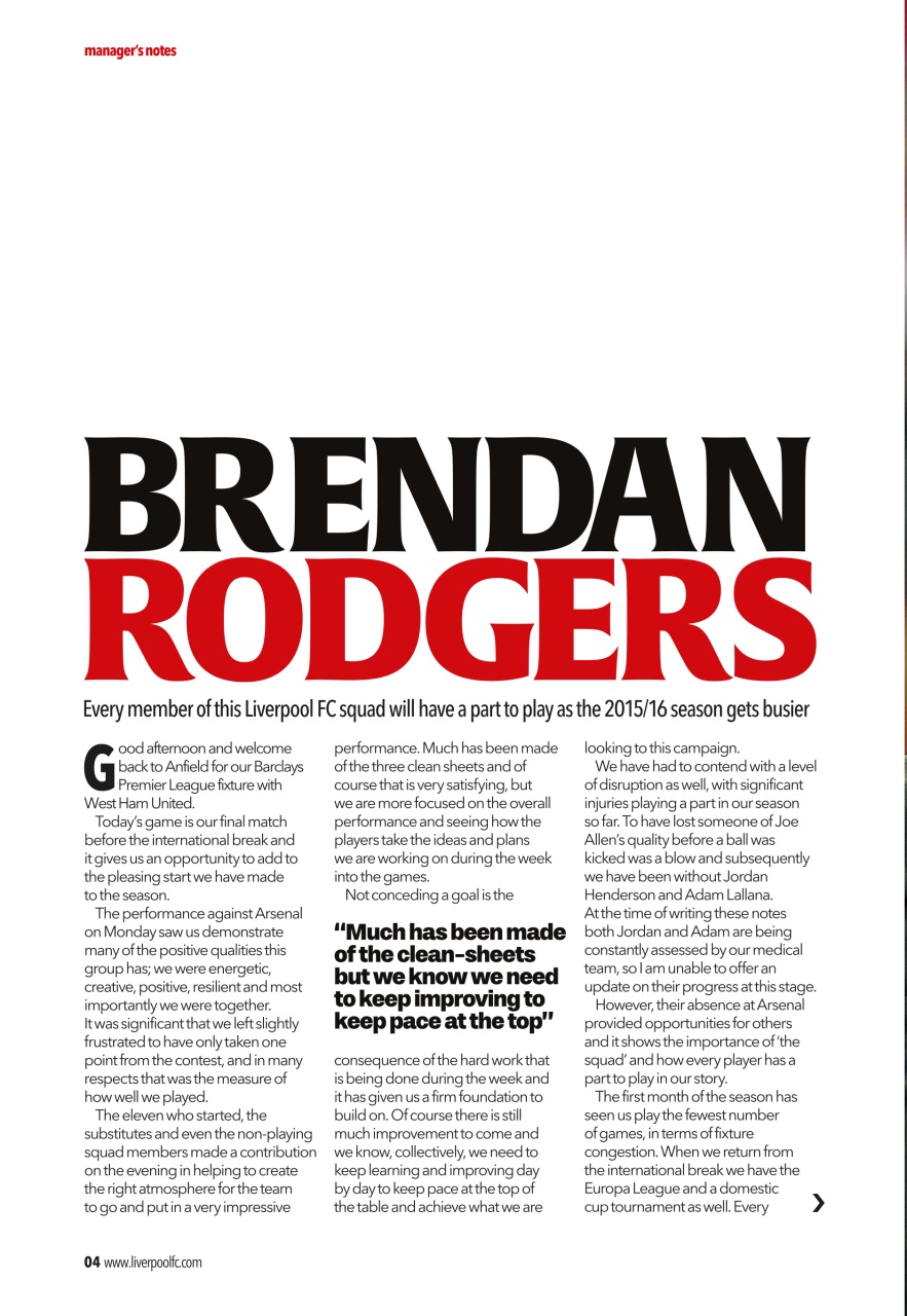 Liverpool FC Programmes Preview Pages