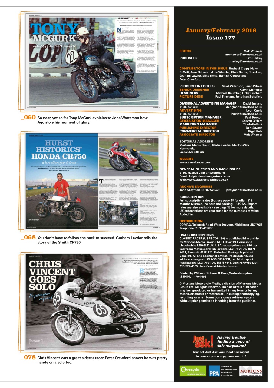 Classic Racer Preview Pages