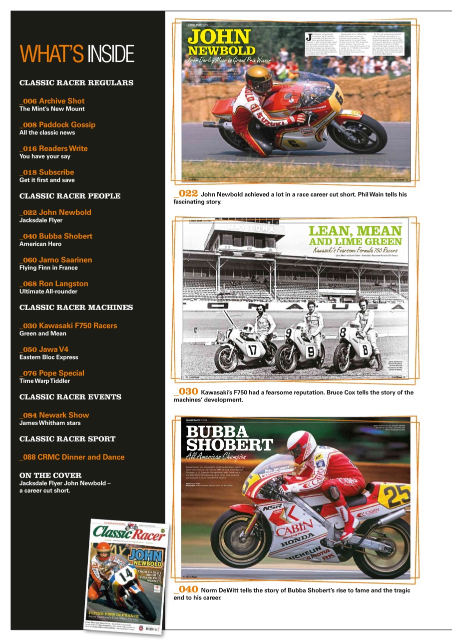 Classic Racer Preview Pages