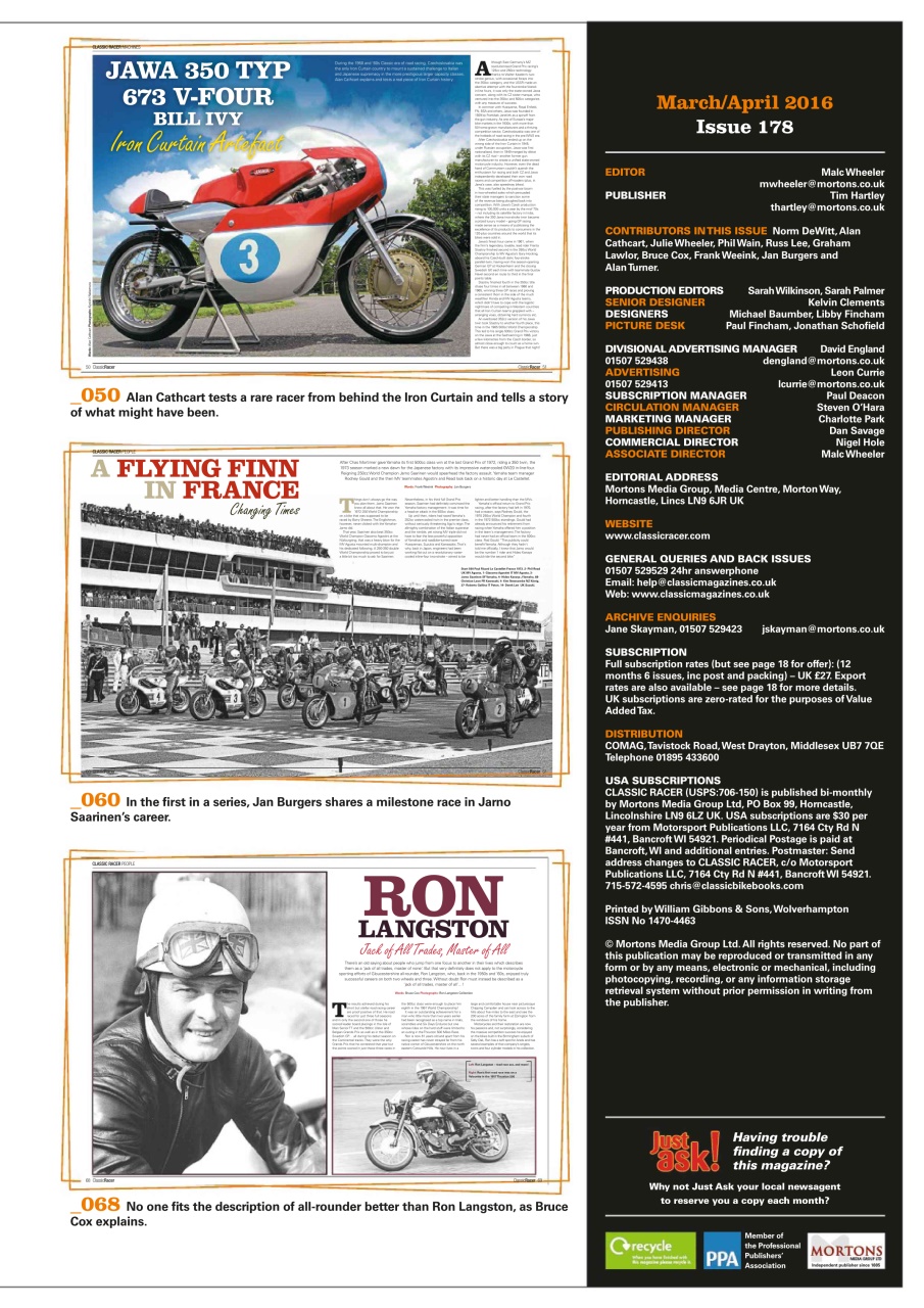 Classic Racer Preview Pages