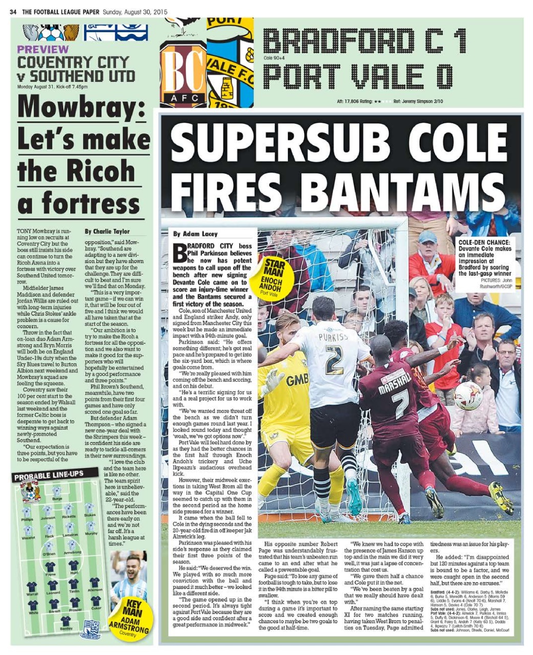 The Football League Paper Preview Pages