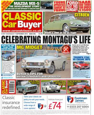 Classic Car Buyer issue No. 295 Celebrating Montagu's Life