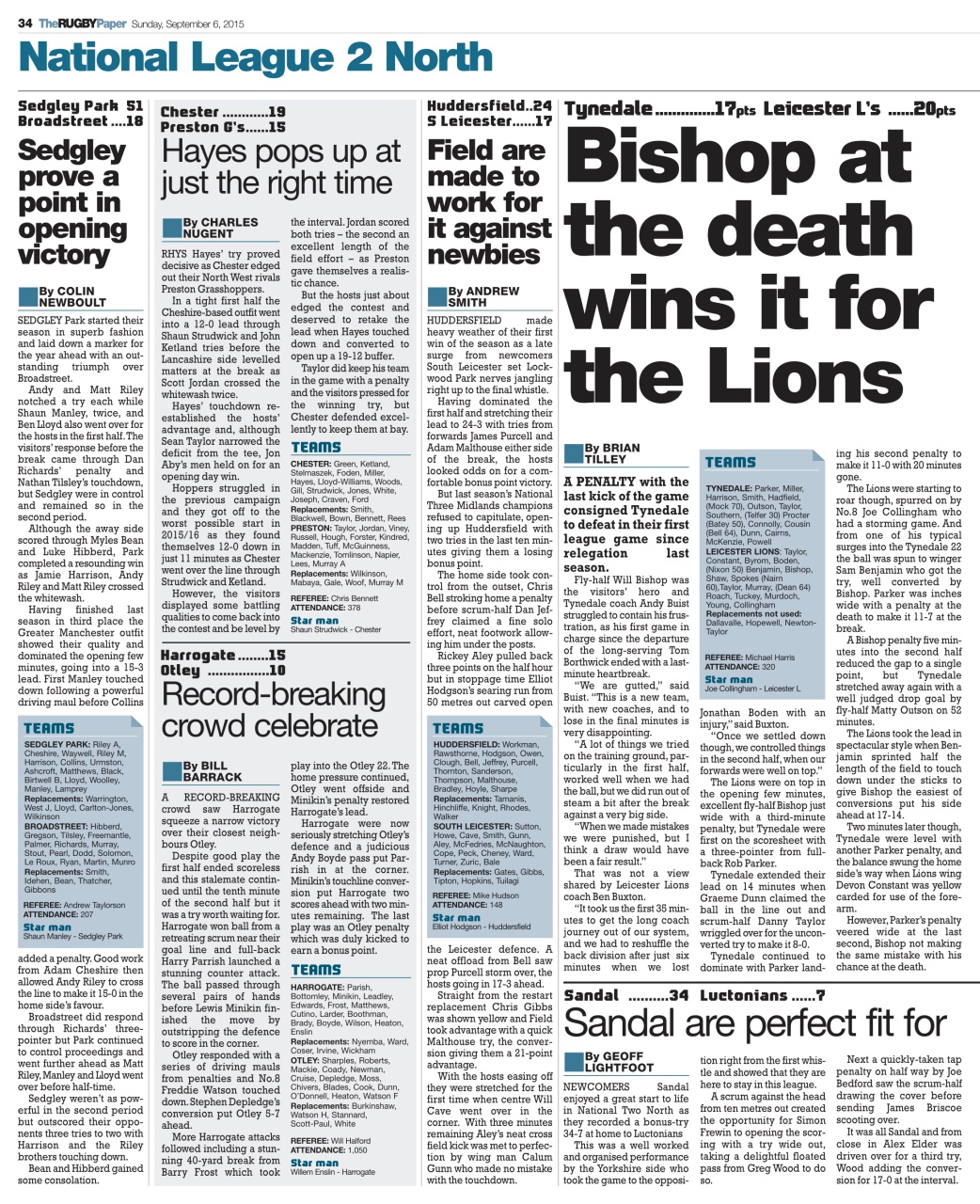 The Rugby Paper Preview Pages