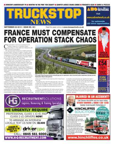 Truckstop News issue No. 351 France must compensate for Operation Stack chaos