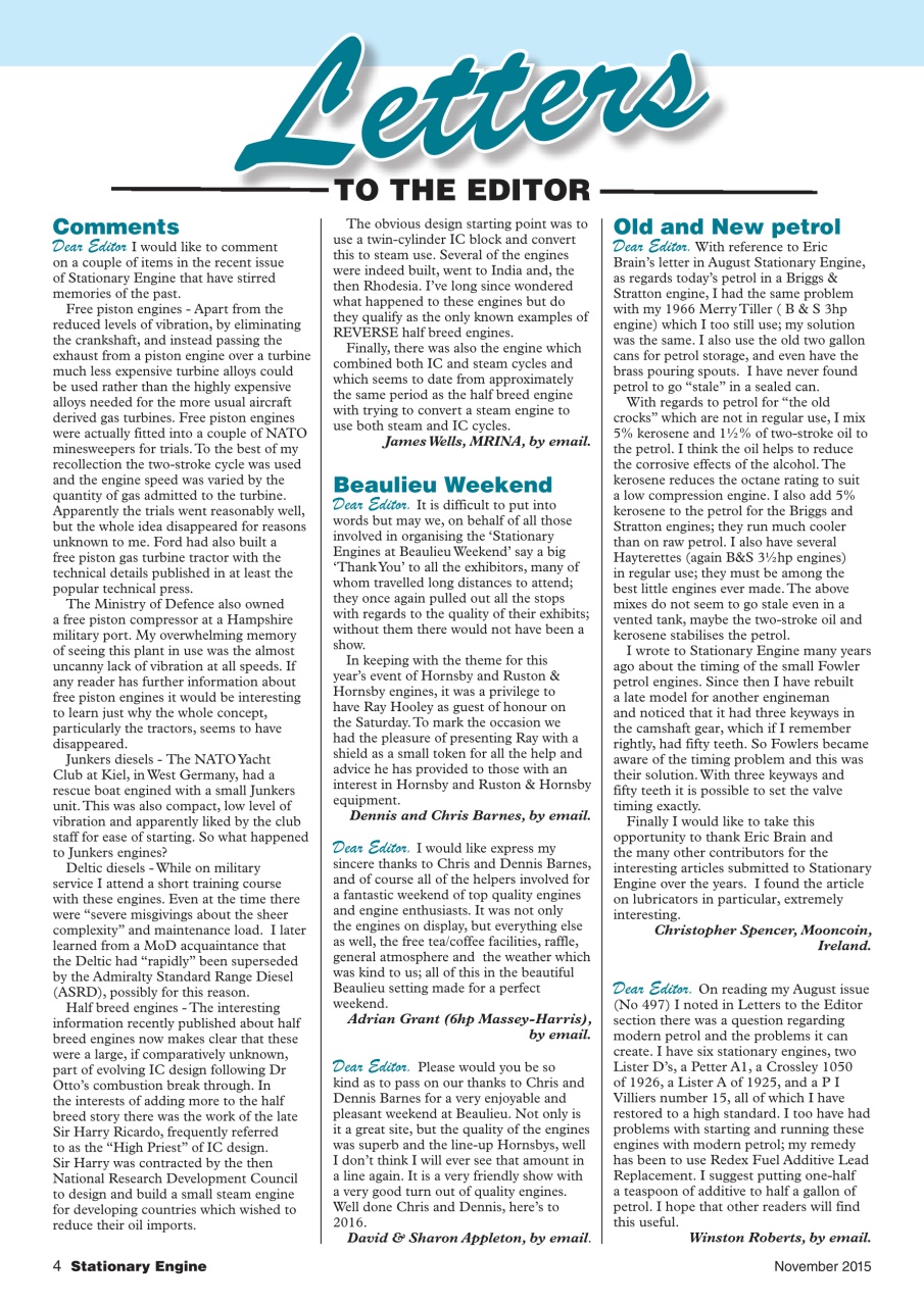 Stationary Engine Preview Pages