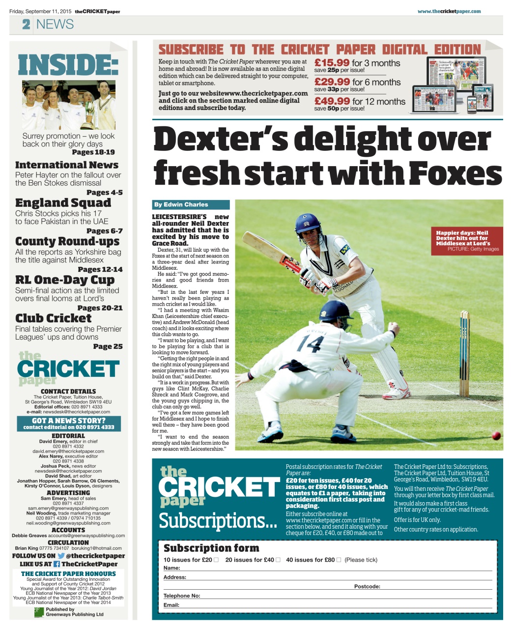 The Cricket Paper Preview Pages
