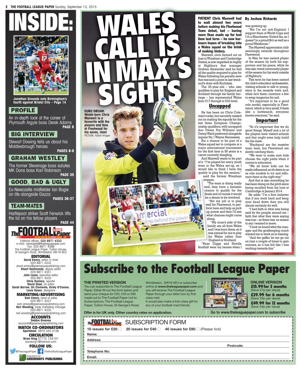 The Football League Paper Preview Pages