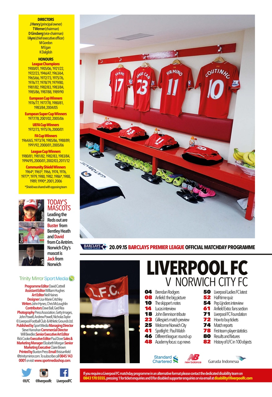 Liverpool FC Programmes Preview Pages