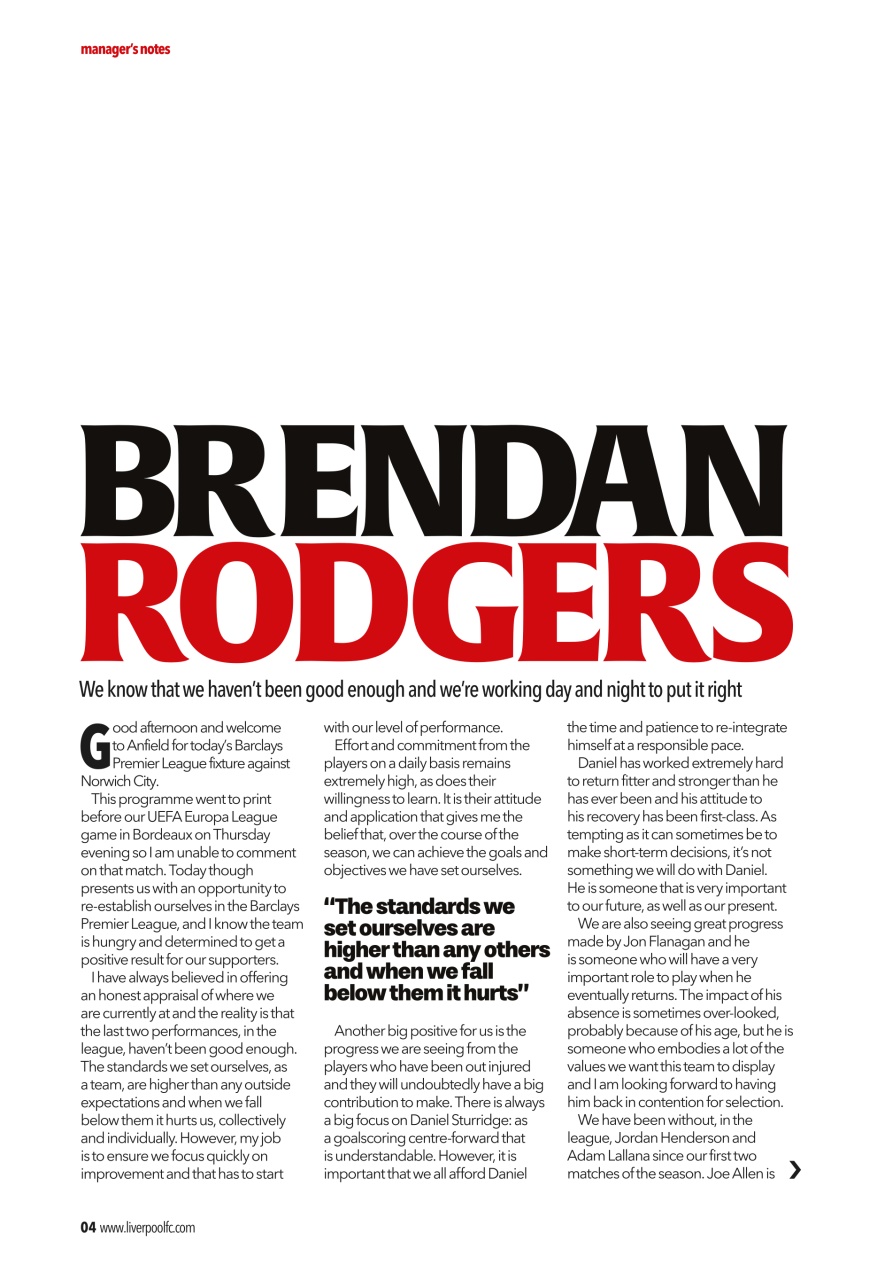 Liverpool FC Programmes Preview Pages