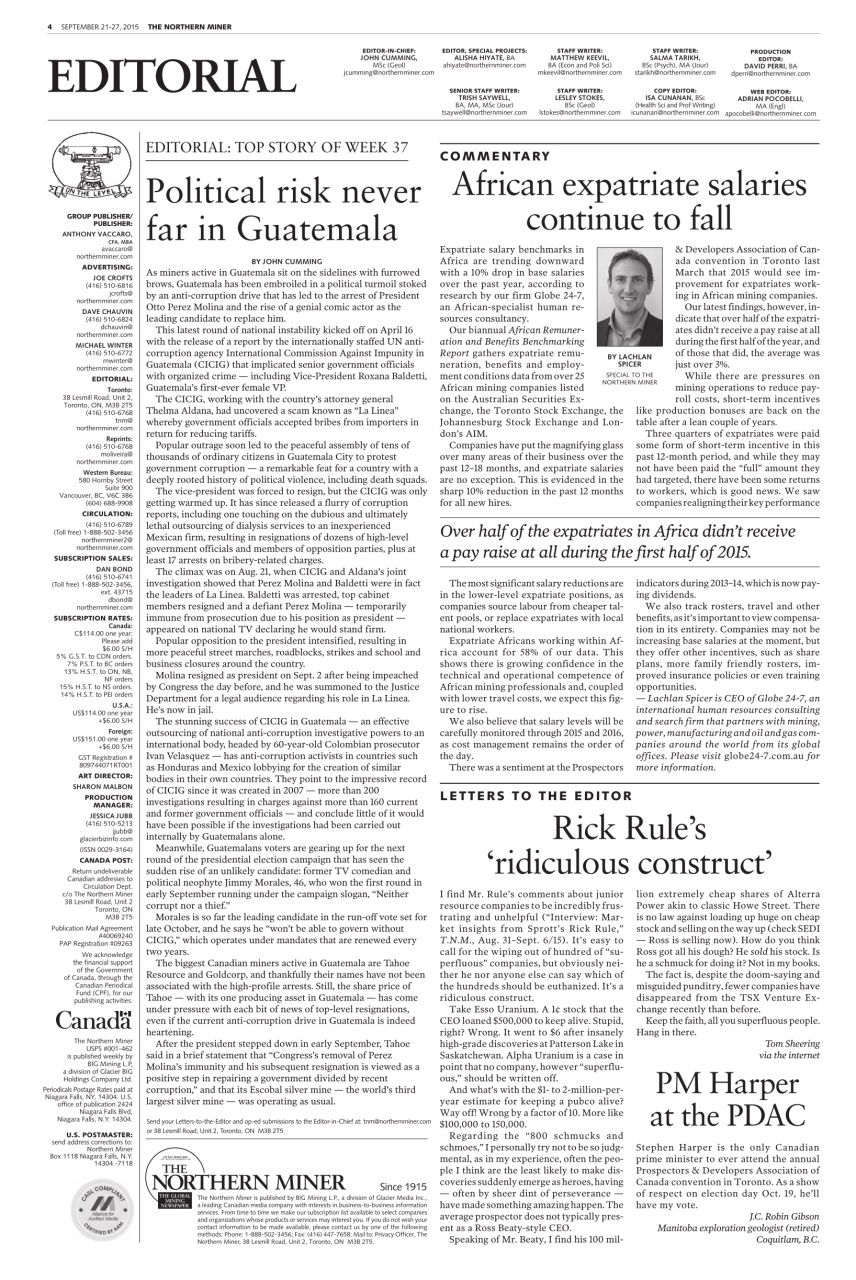 The Northern Miner Preview Pages