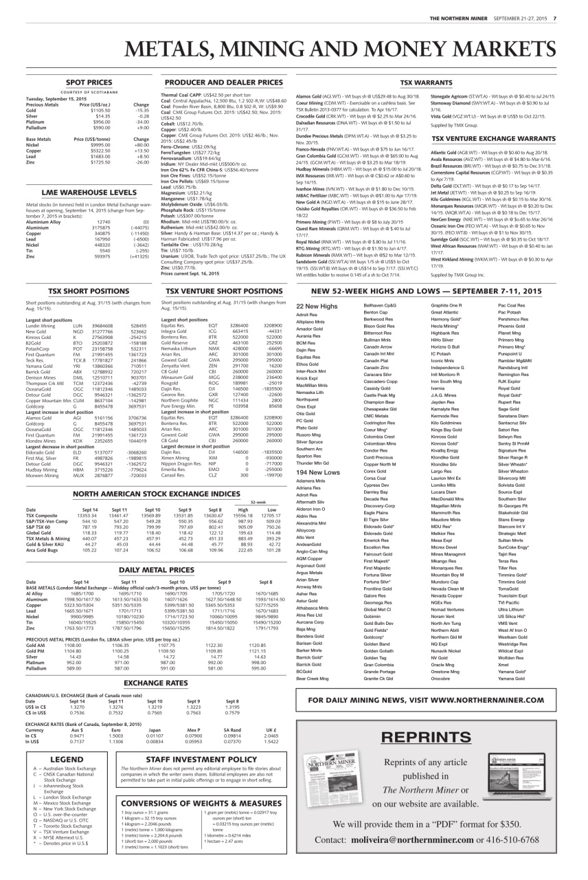 The Northern Miner Preview Pages