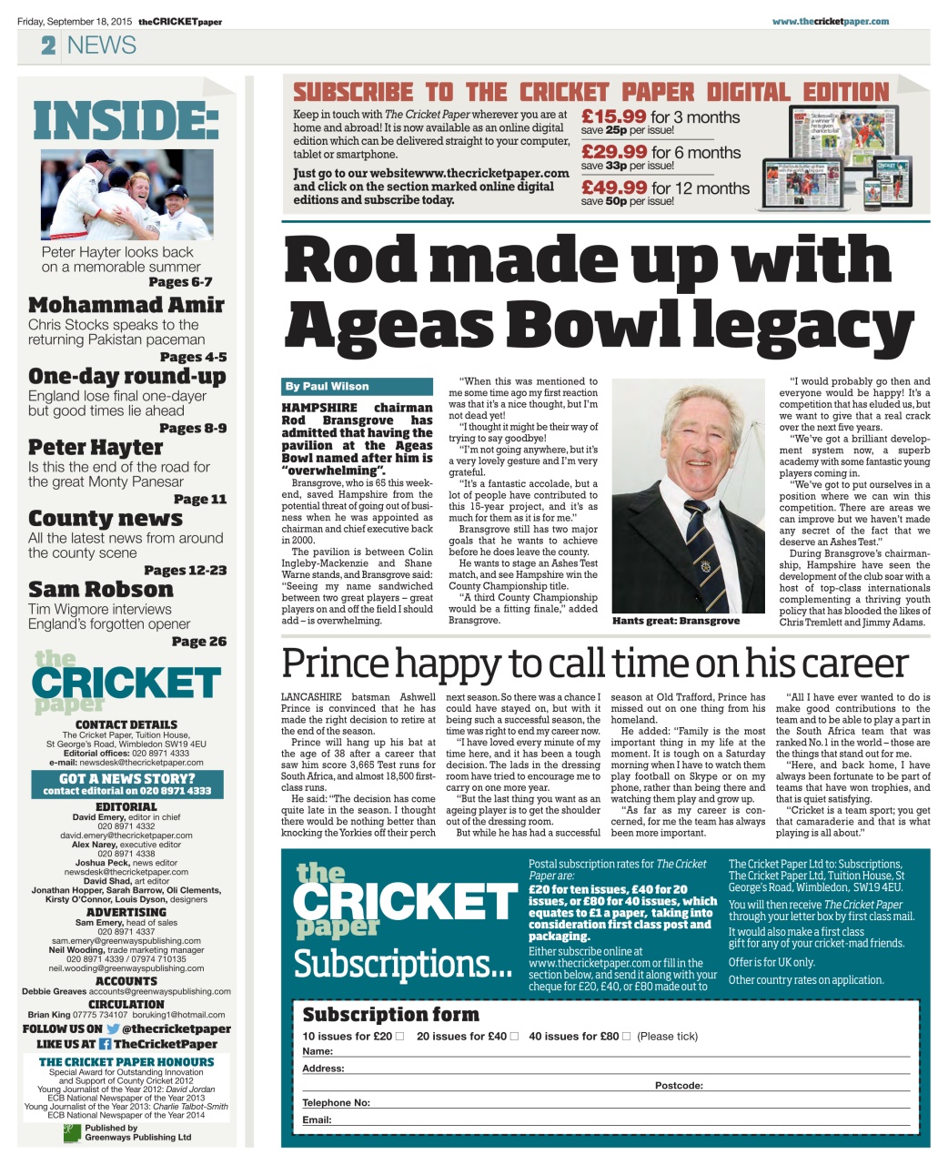 The Cricket Paper Preview Pages