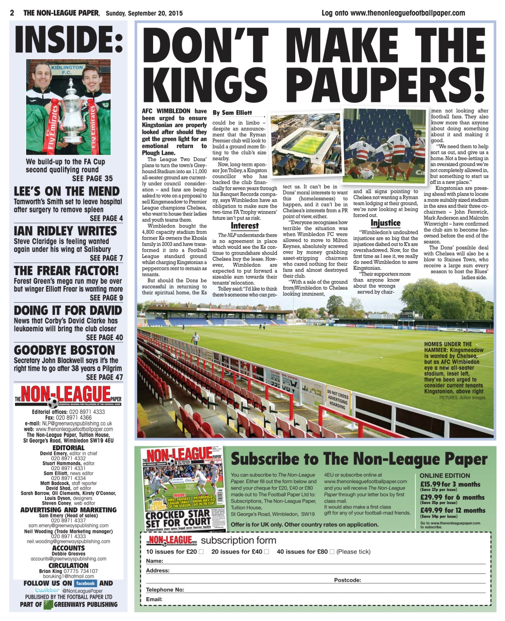 The Non-League Football Paper Preview Pages