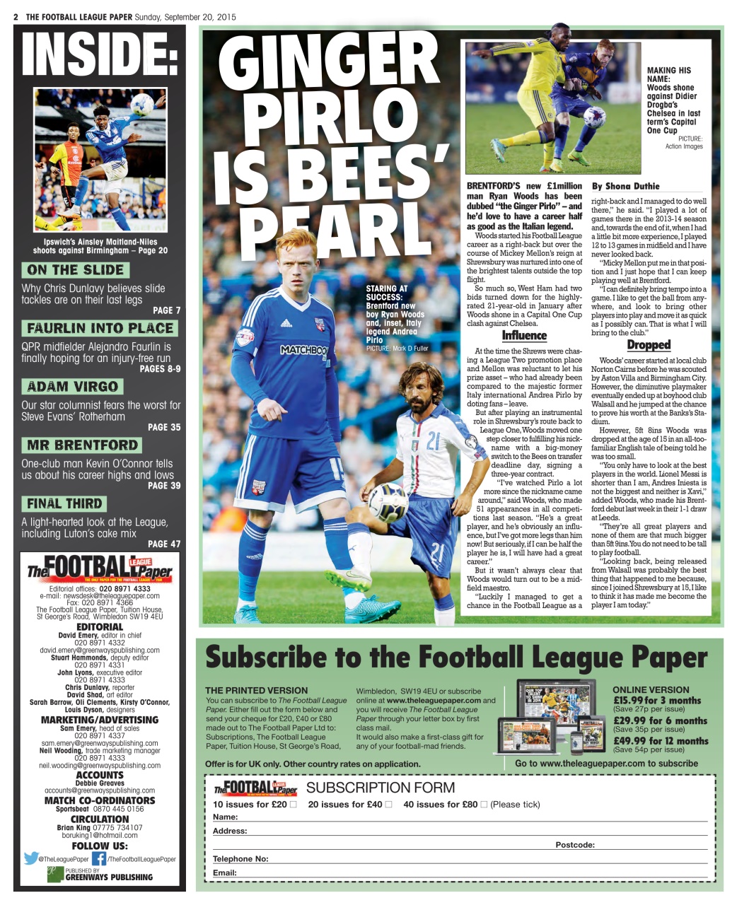 The Football League Paper Preview Pages