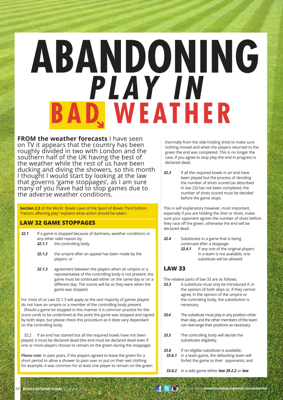 Bowls International Preview Pages