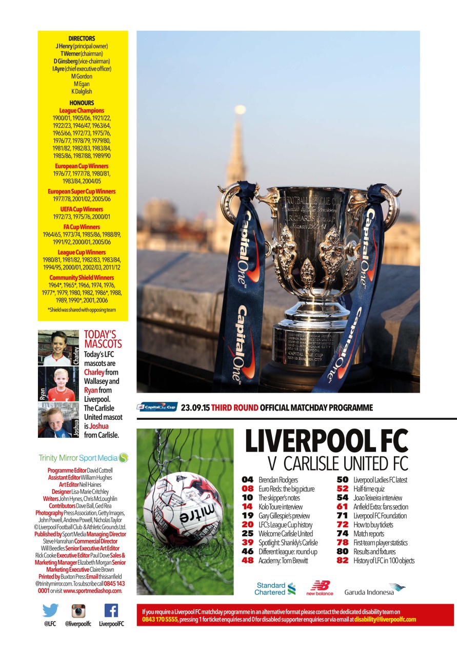 Liverpool FC Programmes Preview Pages