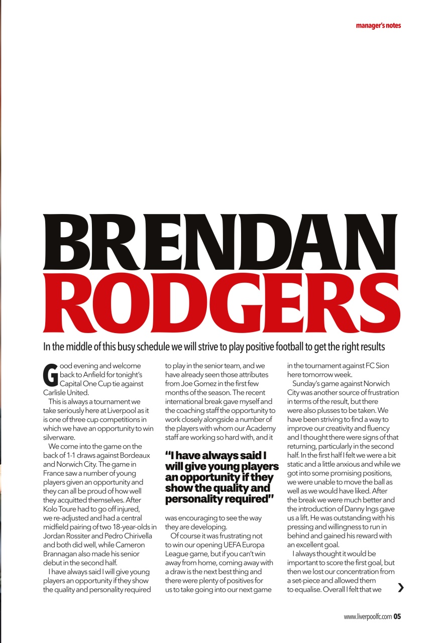Liverpool FC Programmes Preview Pages