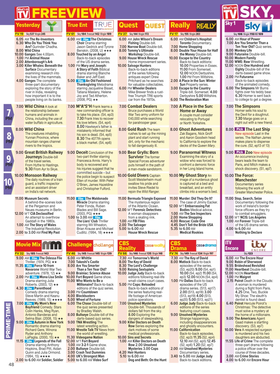 What's on TV Preview Pages