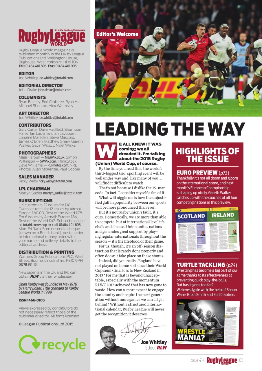Rugby League World Preview Pages