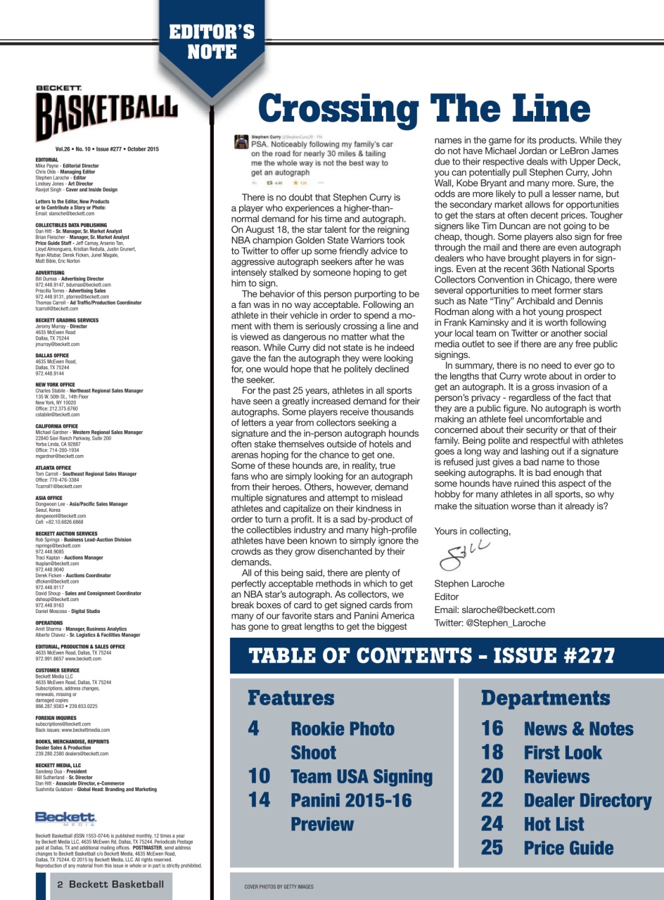 Beckett Basketball Magazine Preview Pages