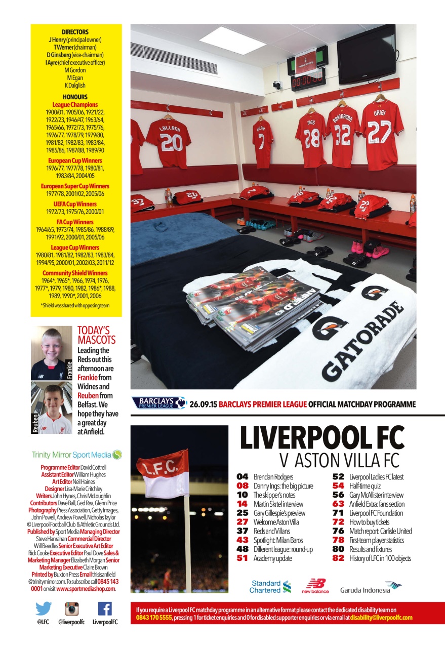 Liverpool FC Programmes Preview Pages